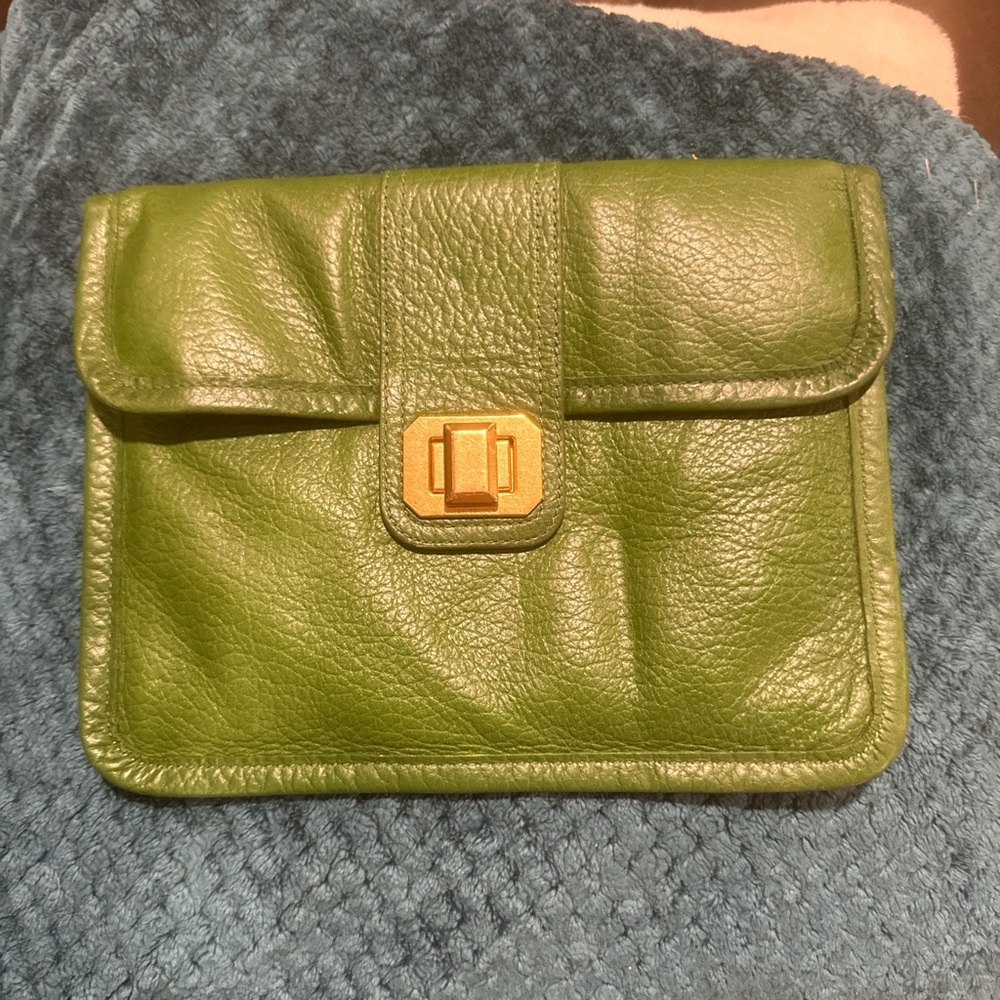 Juicy Couture Olive Green Clutch with Gold Accent
